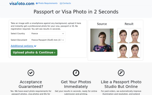 Screenshot of visafoto.com