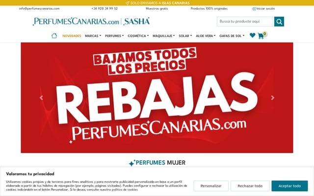 Screenshot of perfumescanarias.com