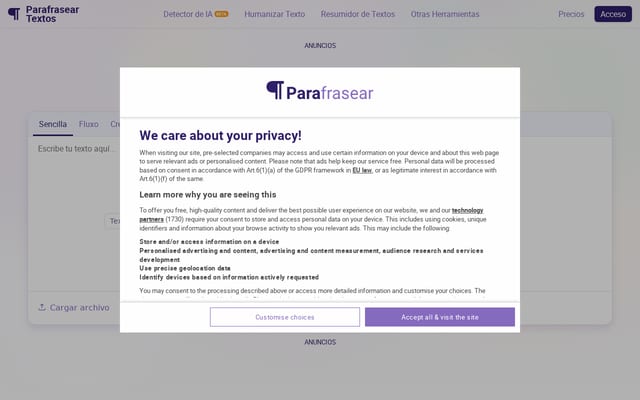 Screenshot of parafraseartextos.net
