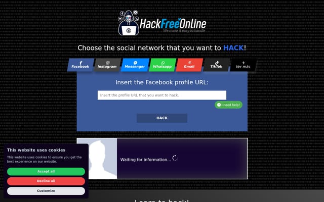 Screenshot of hackfreeonline.com