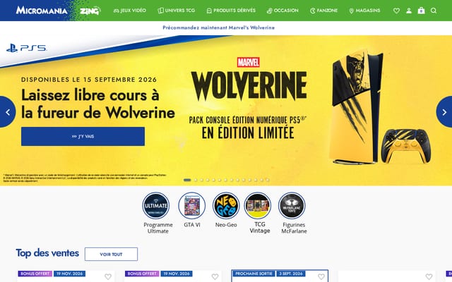 Screenshot of micromania.fr