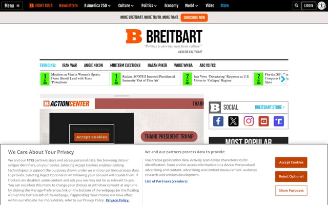 Screenshot of breitbart.com