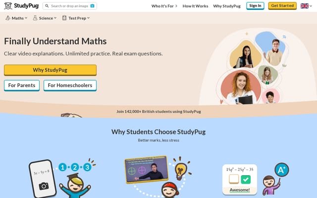 Screenshot of studypug.com
