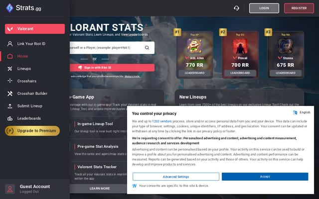 Screenshot of strats.gg