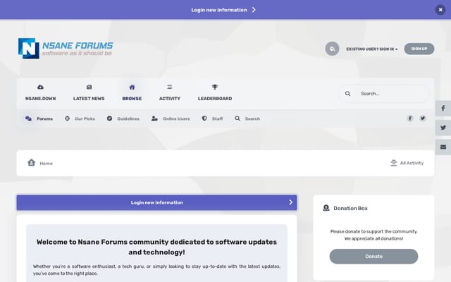 Screenshot of nsaneforums.com