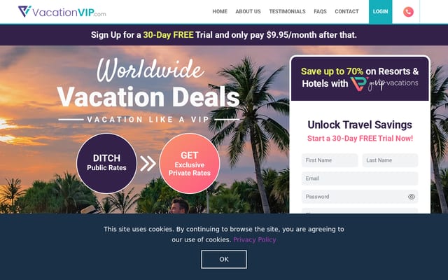Screenshot of vacationvip.com