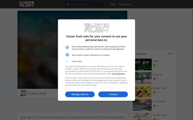 Screenshot of clusterrush.io