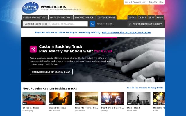 Screenshot of karaoke-version.com
