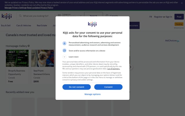 Screenshot of kijiji.ca