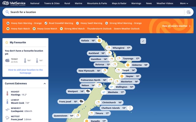 Screenshot of metservice.com