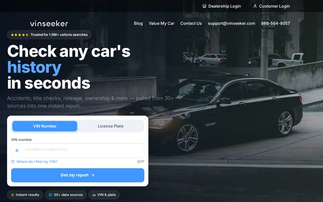 Screenshot of vinseeker.com