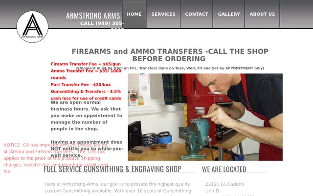 Screenshot of armstrong-arms.com