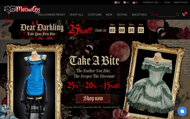Screenshot of meowcos.com