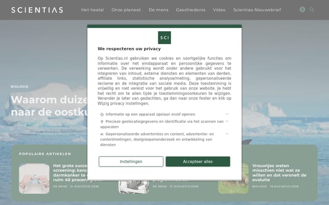Screenshot of scientias.nl