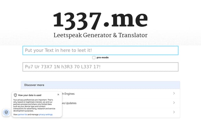 Screenshot of 1337.me