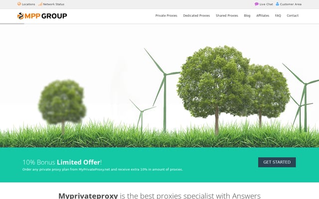 Screenshot of myprivateproxy.net