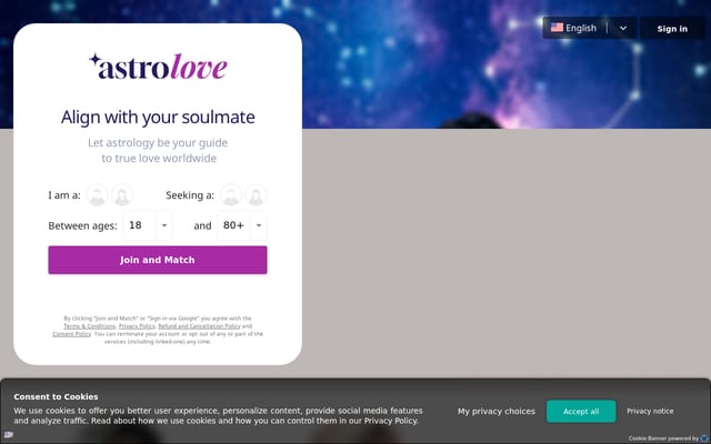 Screenshot of astrolove.com