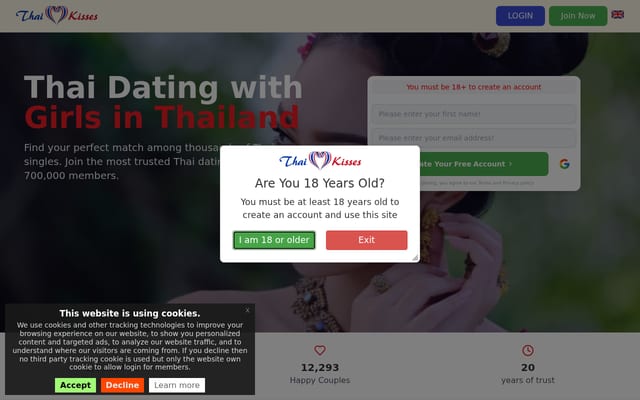 Screenshot of thaikisses.com