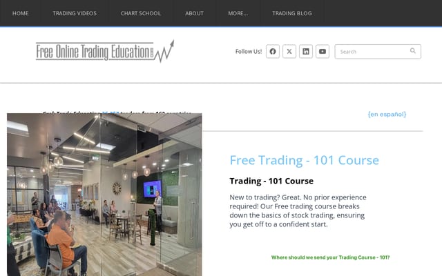 Screenshot of freeonlinetradingeducation.com