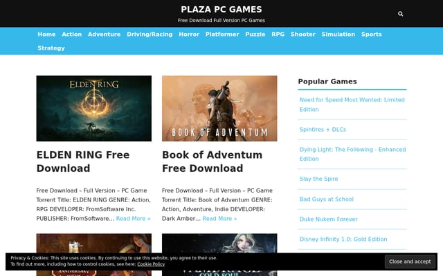 Screenshot of plazapcgames.com