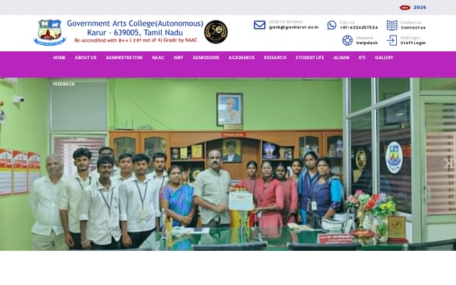 Screenshot of gackarur.ac.in