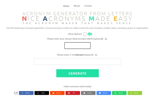 Screenshot of acronymgenerator.net