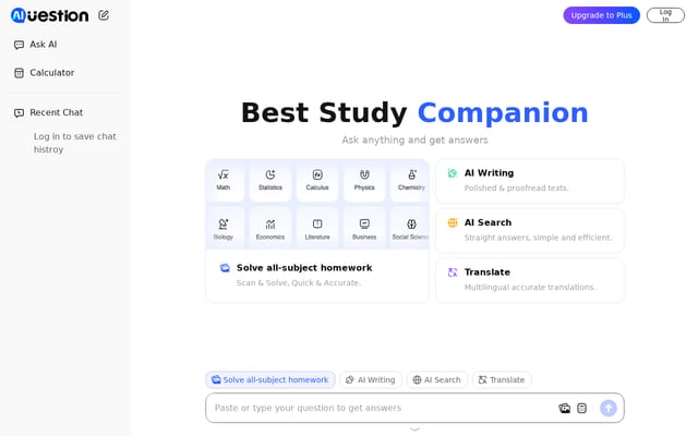 Screenshot of questionai.com