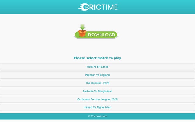Screenshot of crictime.com