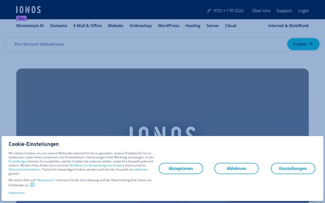 Screenshot of ionos.de