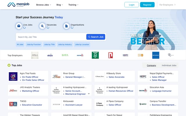 Screenshot of merojob.com