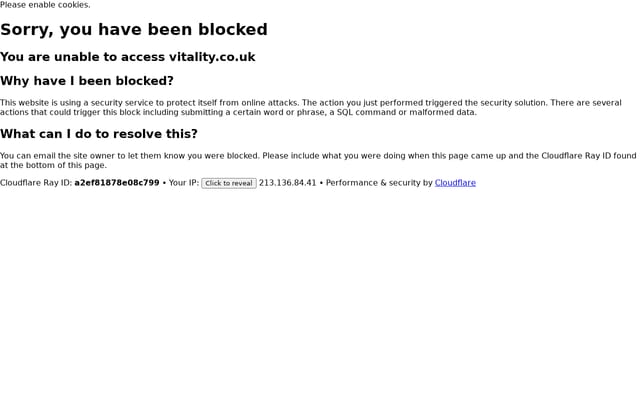 Screenshot of vitality.co.uk
