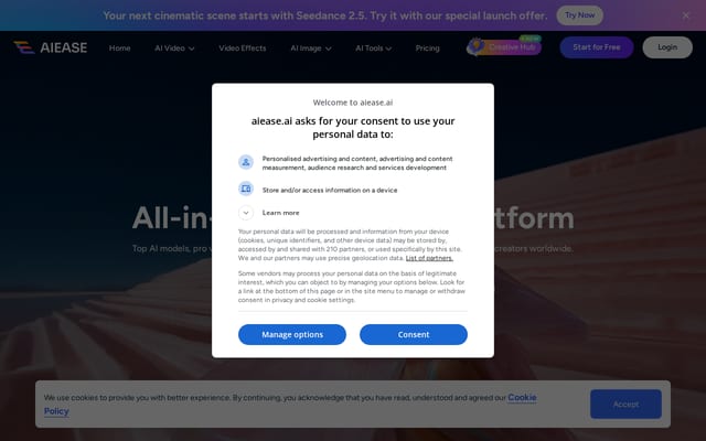 Screenshot of aiease.ai