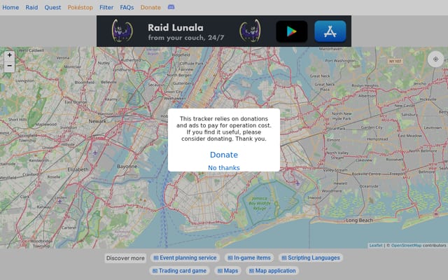Screenshot of nycpokemap.com