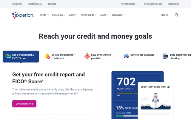 Screenshot of experian.com