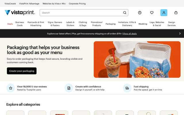 Screenshot of vistaprint.ca