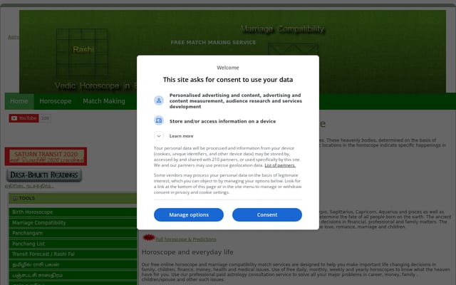 Screenshot of freehoroscopesonline.in