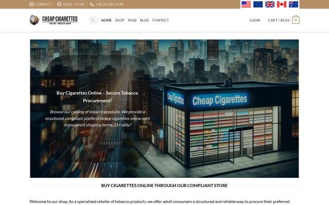 Screenshot of cheap-cigarettes.org