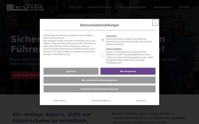 Screenshot of fahrschule-levin.de
