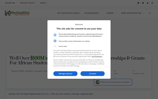 Screenshot of afterschoolafrica.com