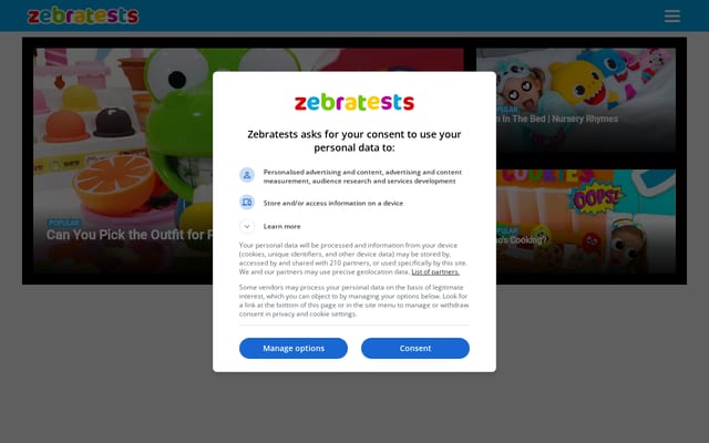 Screenshot of zebratests.com
