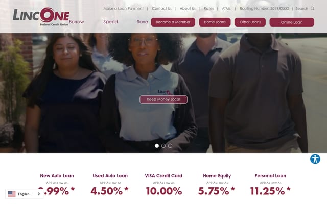 Screenshot of linconefcu.org