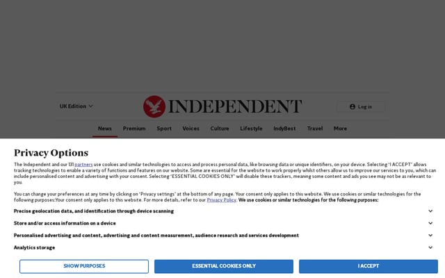 Screenshot of independent.co.uk