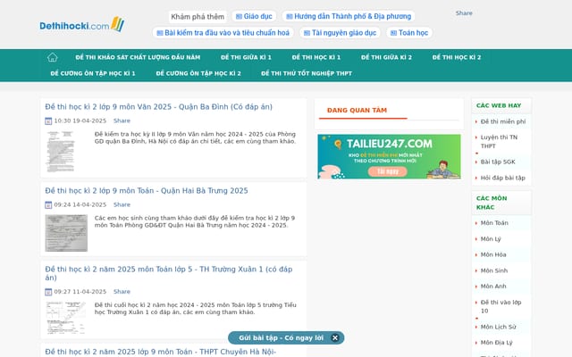 Screenshot of dethihocki.com
