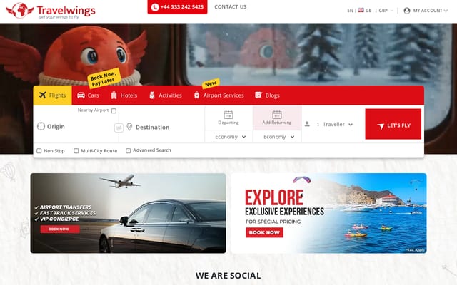 Screenshot of travelwings.com