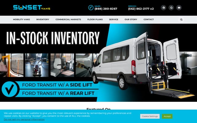 Screenshot of sunsetvans.com