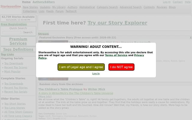 Screenshot of storiesonline.net