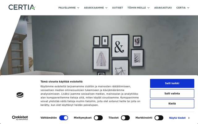 Screenshot of certia.fi