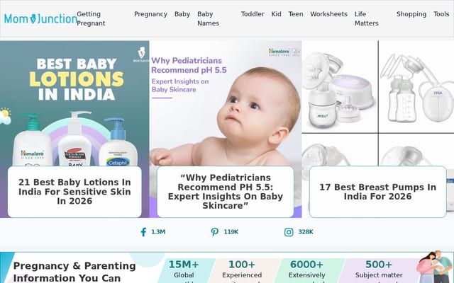 Screenshot of momjunction.com