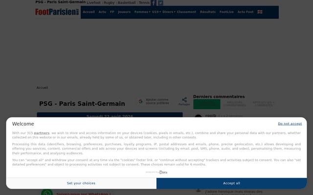 Screenshot of footparisien.com