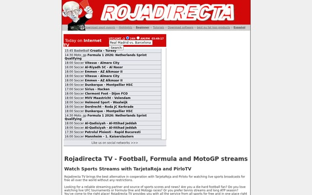 Screenshot of rojadirectatv.at